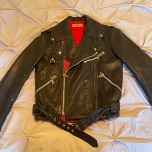 Vintage genuine leather motorcycle Punk Rock jacket size 48 XL